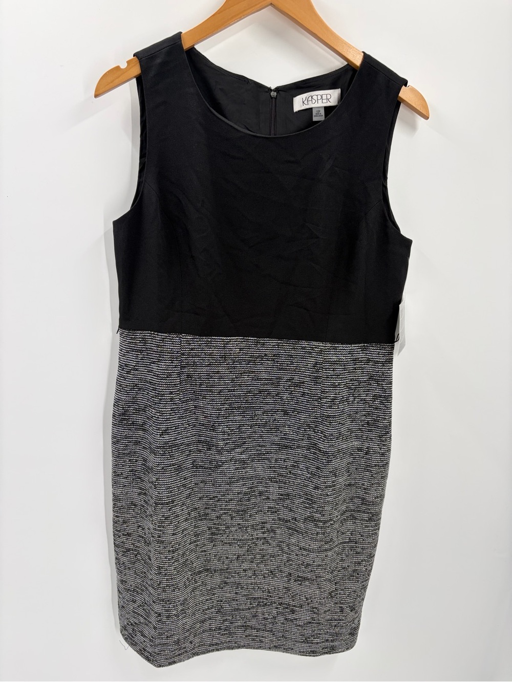 Kasper |  Black & Gray Two-Tone |Sleeveless Sheath Dress 12P
